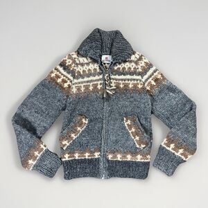 Vtg El JORONGO Chamula Fair Isle Merino Wool HandKnit Cardigan Jacket Women’s XS